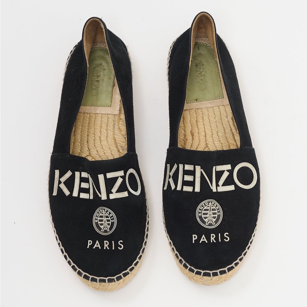 Kenzo Black Suede Espadrille Flat